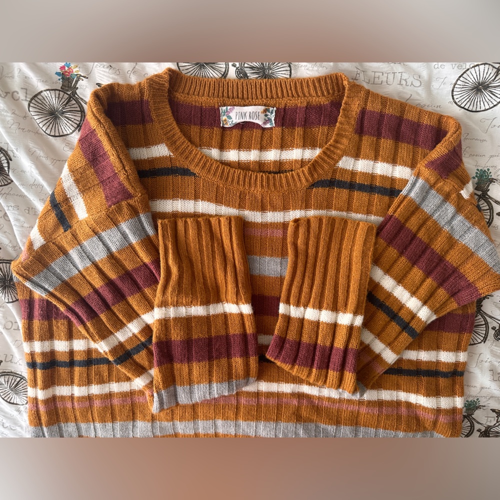 Pink rose, striped sweater – fall collection